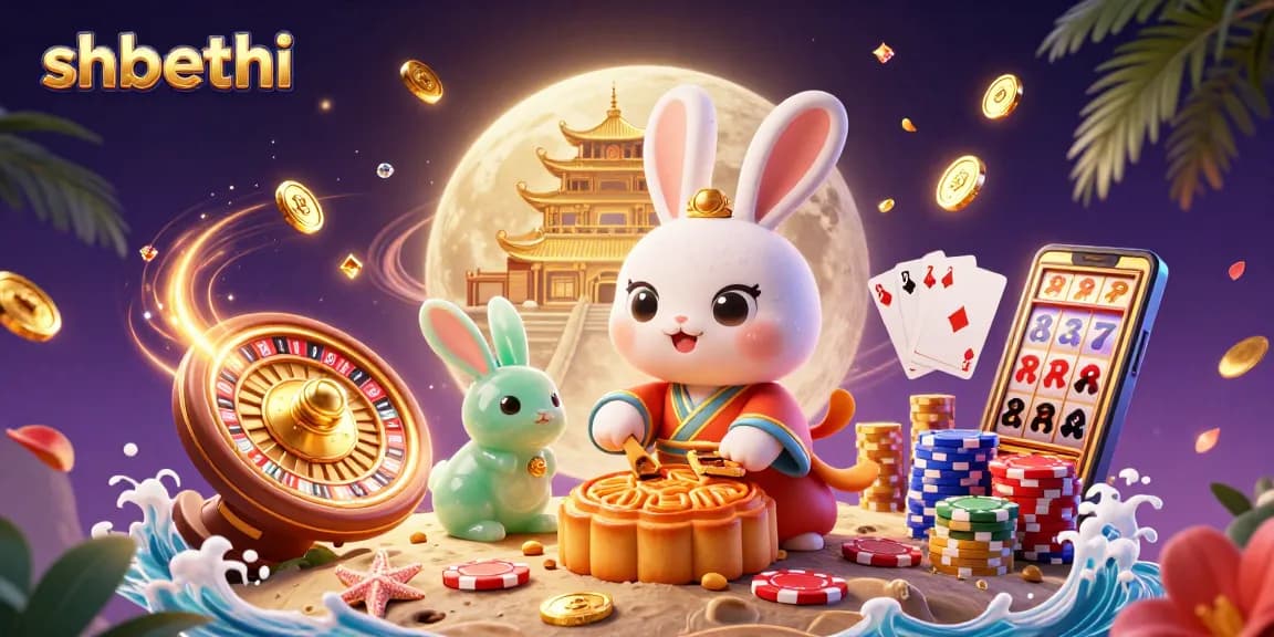 Experience thrilling gaming moments with shbethi in a 3D casino rabbit-themed illustration.