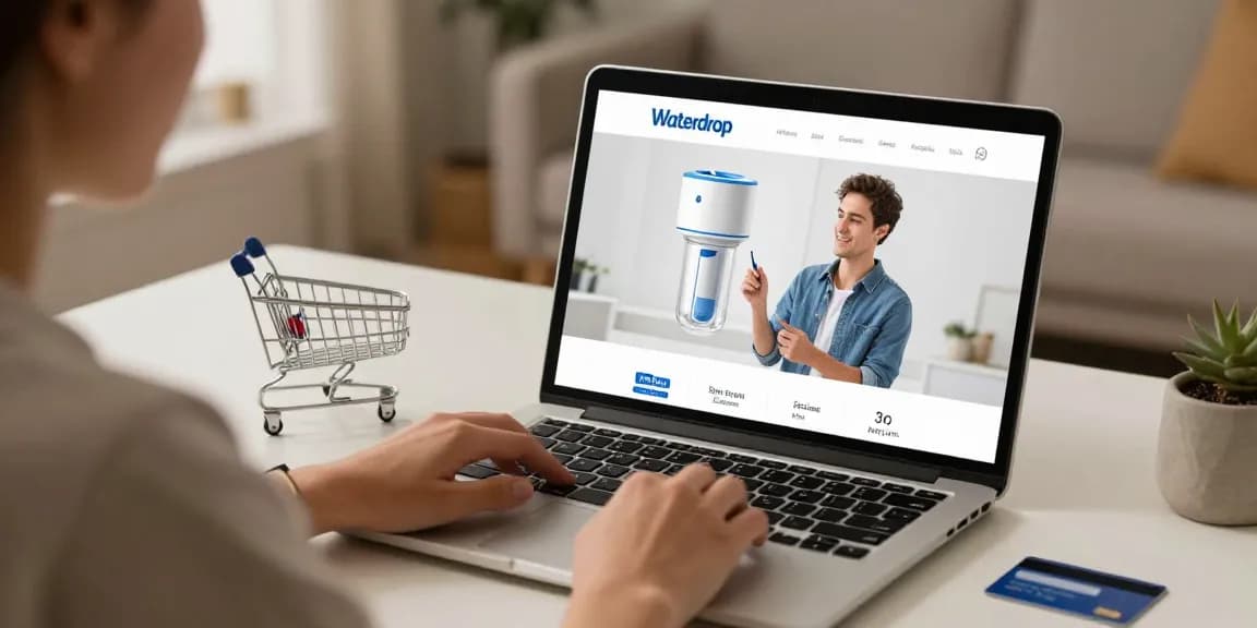 The Waterdrop Spin Down Sediment Filter featured in an online shopping experience; discover the best deals and product reviews in the e-commerce marketplace.