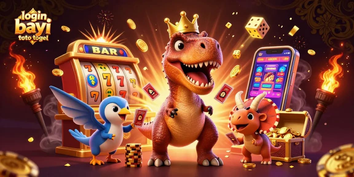 Engage in thrilling play with login bayi toto togel amidst vibrant slots, cards, and colorful chips.