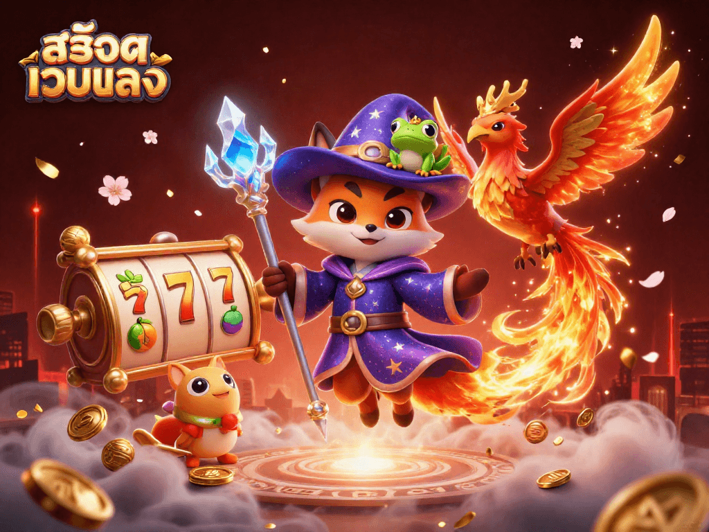 Experience thrilling winning moments with สล็อตเว็บตรง through vibrant 3D casino illustration featuring enchanting characters and elements.