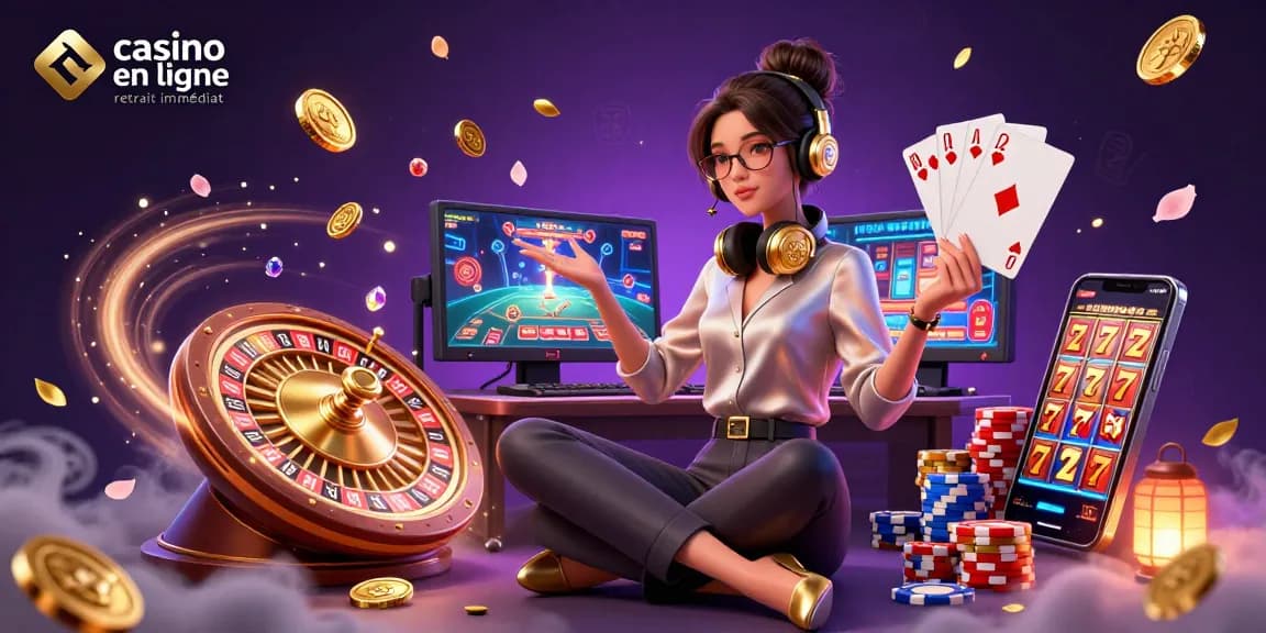 Découvrez des paiements instantanés au casino en ligne retrait immédiat avec une illustration vibrante de jeux en 3D.