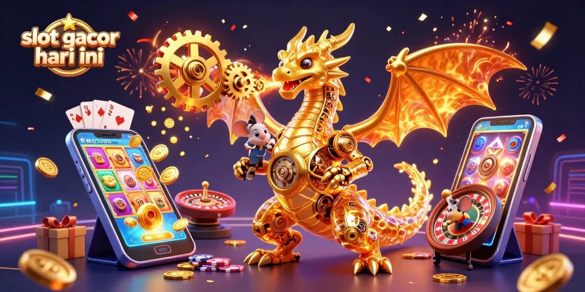 Memenangkan slot gacor hari ini dengan tampilan penuh warna dan elemen permainan kasino menarik.