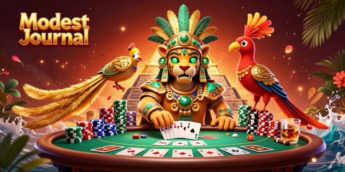 Experience thrilling poker action with Modest Journal's vibrant 3D casino scene featuring intricate details.