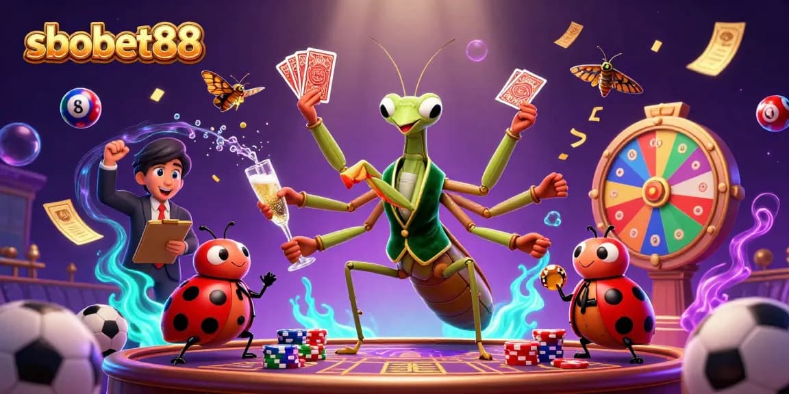 Experience thrilling sports betting action with sbobet88 in a vibrant casino illustration.