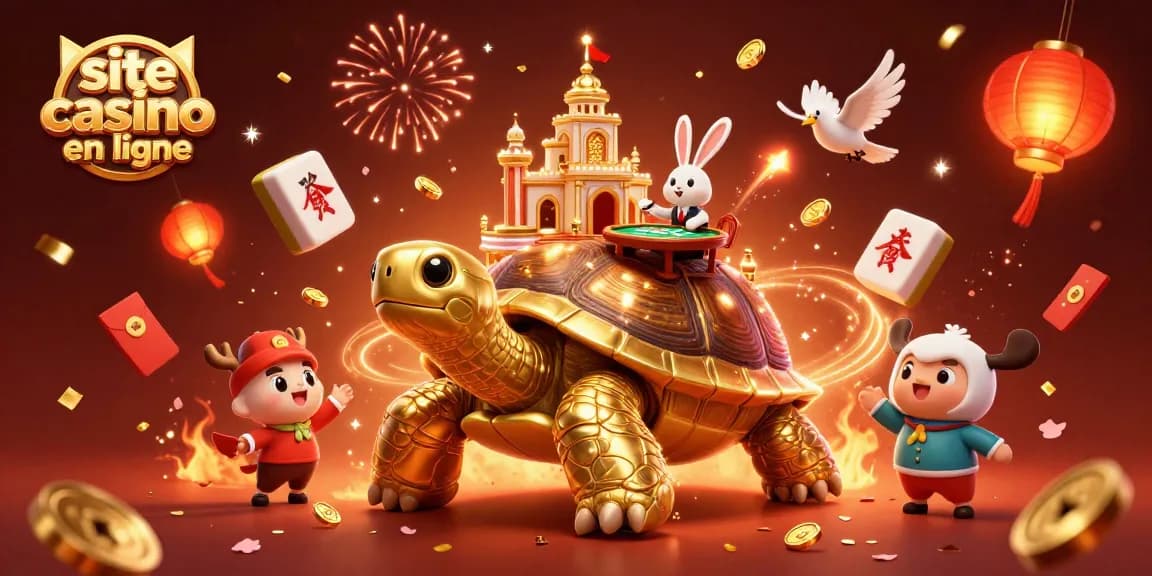 Jouer sur un site casino en ligne avec une tortue d'or géante et un croupier en direct.