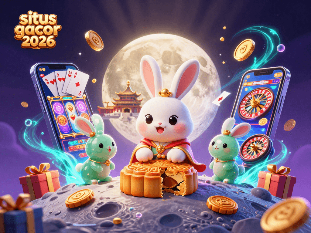 Temukan situs gacor 2026 dengan ilustrasi rabbit bulan menyiapkan kue keberuntungan yang menjadi chip poker.