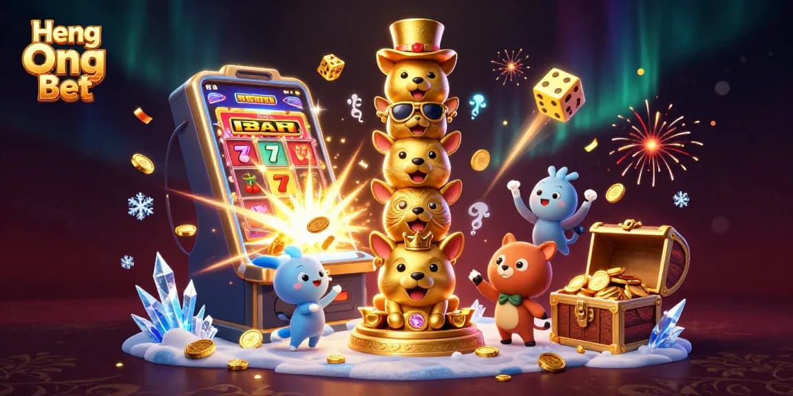 Engage with exhilarating slot action at Heng Ong Bet's vibrant gaming scene filled with dynamic casino elements.