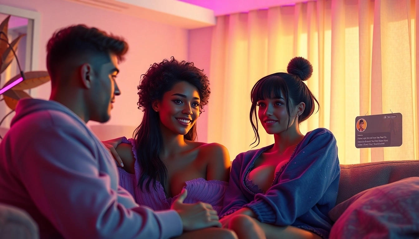 Engaging characters in cozy setting showcasing character ai nsfw interactions with vibrant expressions