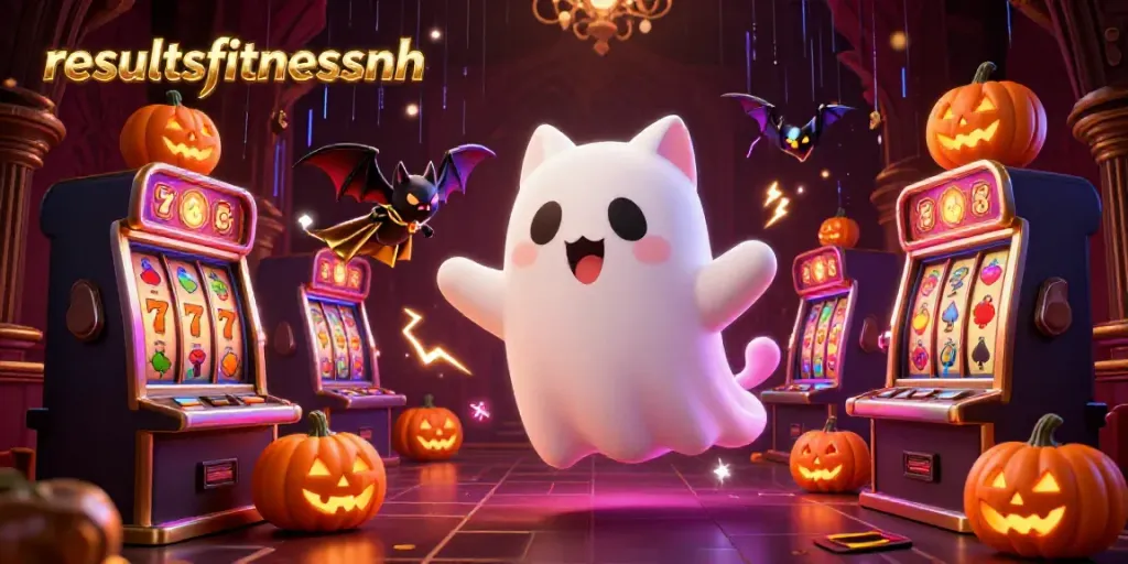 Melihat hasilfitnessnh di kasino dengan kucing hantu dan elemen perjudian yang membara.