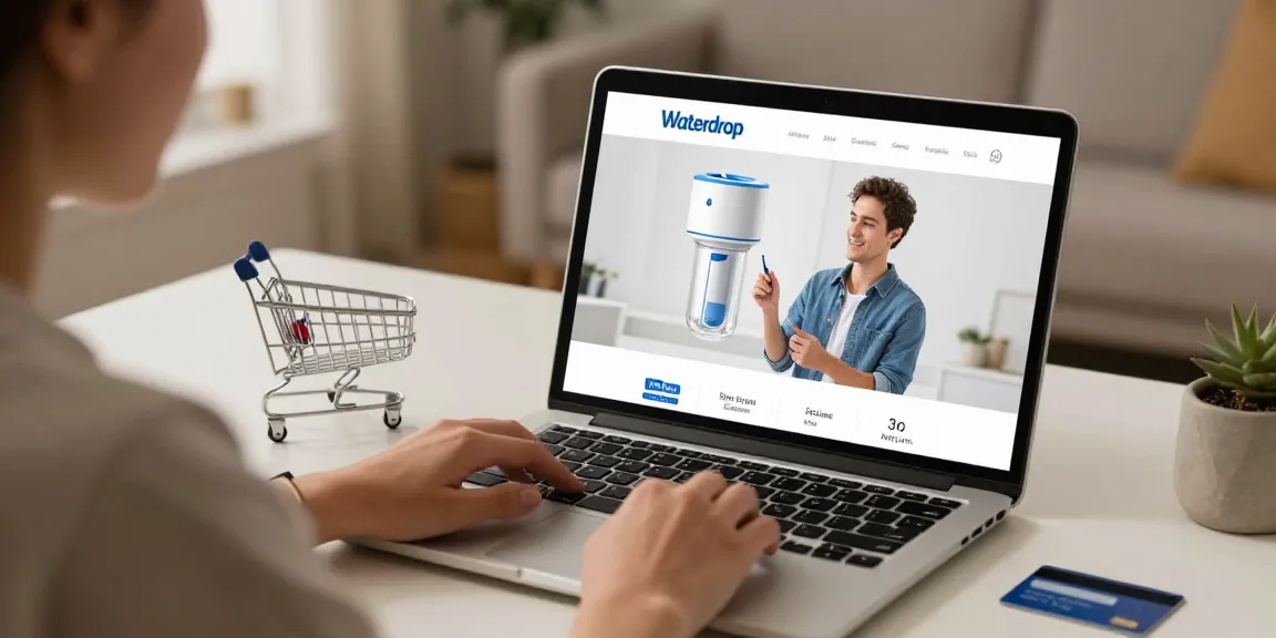 The Waterdrop Spin Down Sediment Filter featured in an online shopping experience; discover the best deals and product reviews in the e-commerce marketplace.