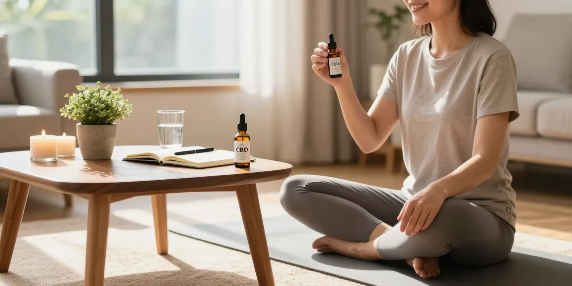 Individual enjoying high-quality full spectrum cbd oil canada in a peaceful home setting.