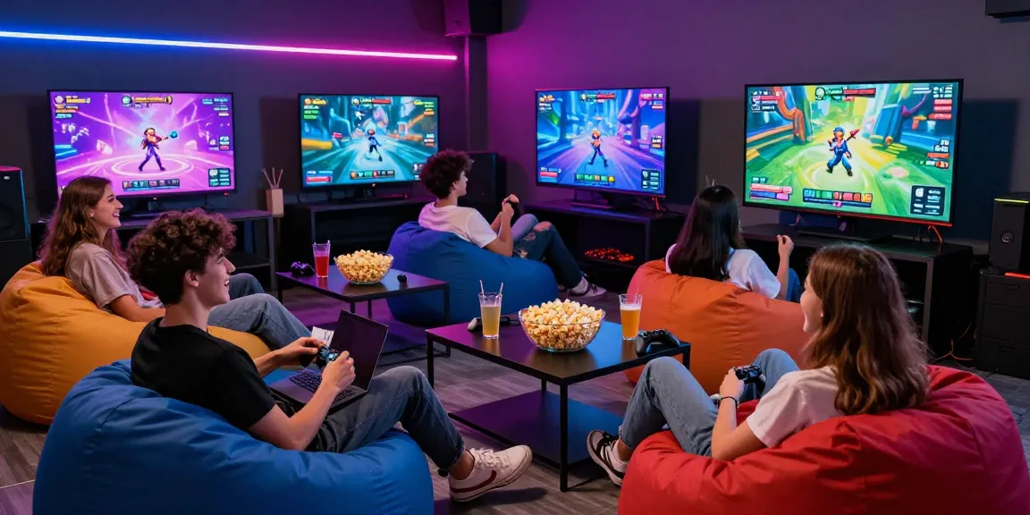 Group enjoying a lively session of free sex games, showcasing vibrant gaming atmosphere.