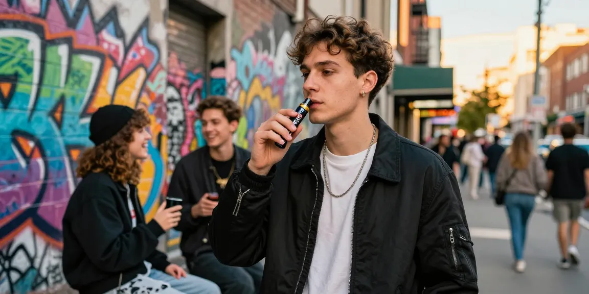 Person enjoying thc vapes deutschland in vibrant urban setting, showcasing modern cannabis culture.
