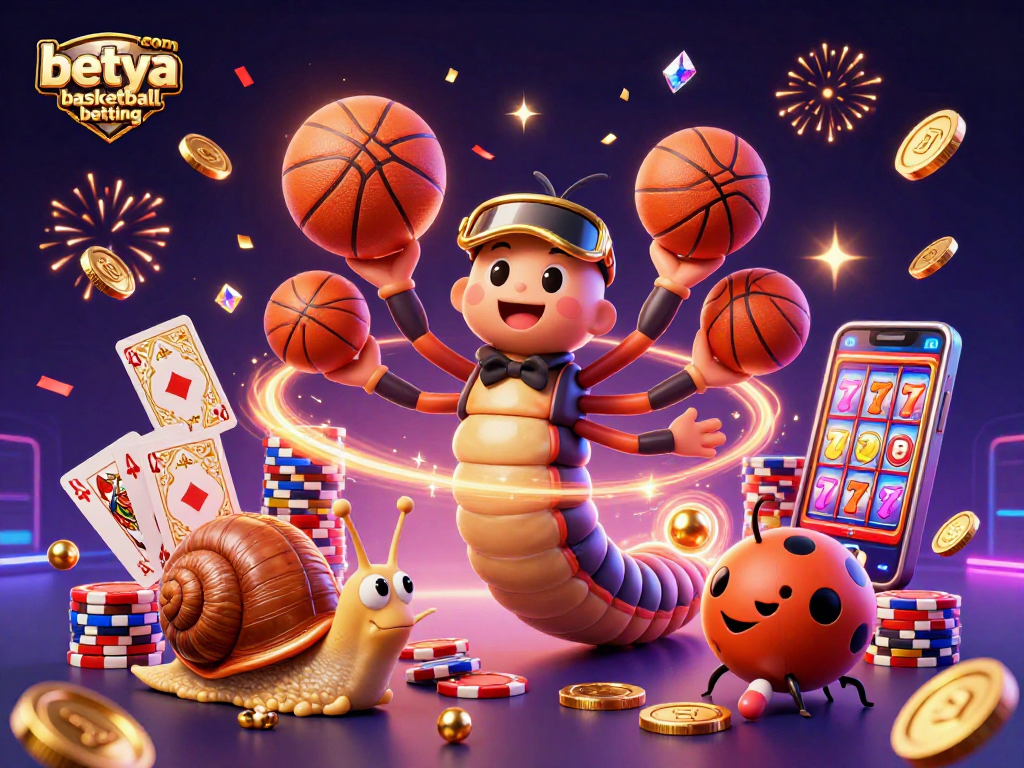 Engage in betya.com basketball betting with a lively scene of a millipede dealer and unique game elements.