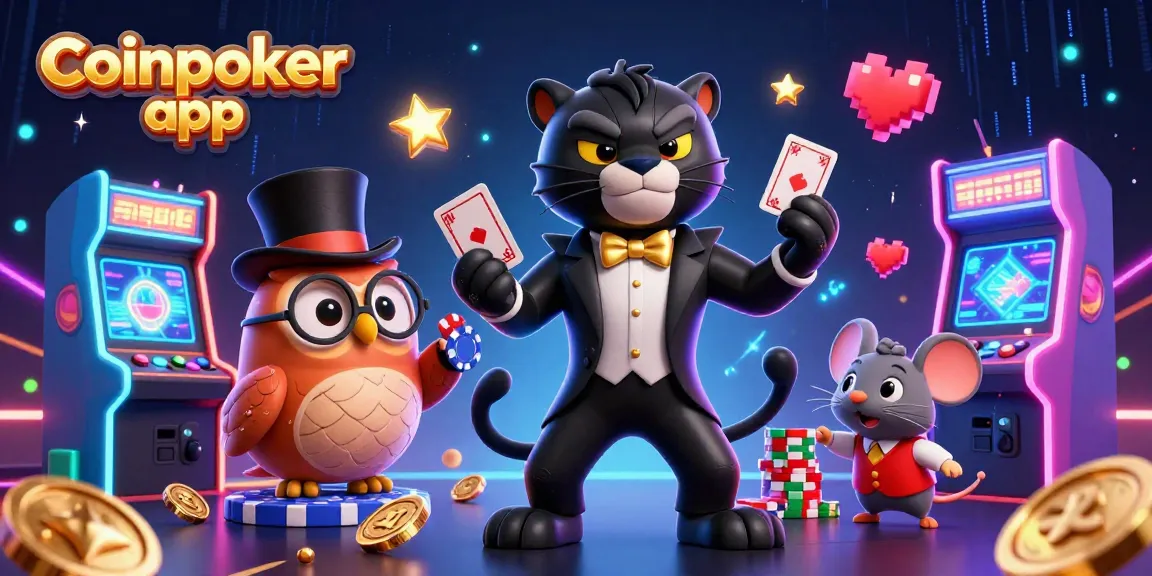 Il coinpoker app permette di giocare a poker online con un Panther elegante che distribuisce carte.