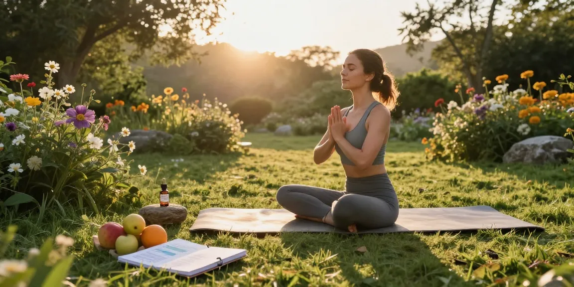 Ministry of Cannabis CBD-Öl und Naturprodukte in einer entspannenden Yogaszene im Freien für natürliche Wellness.