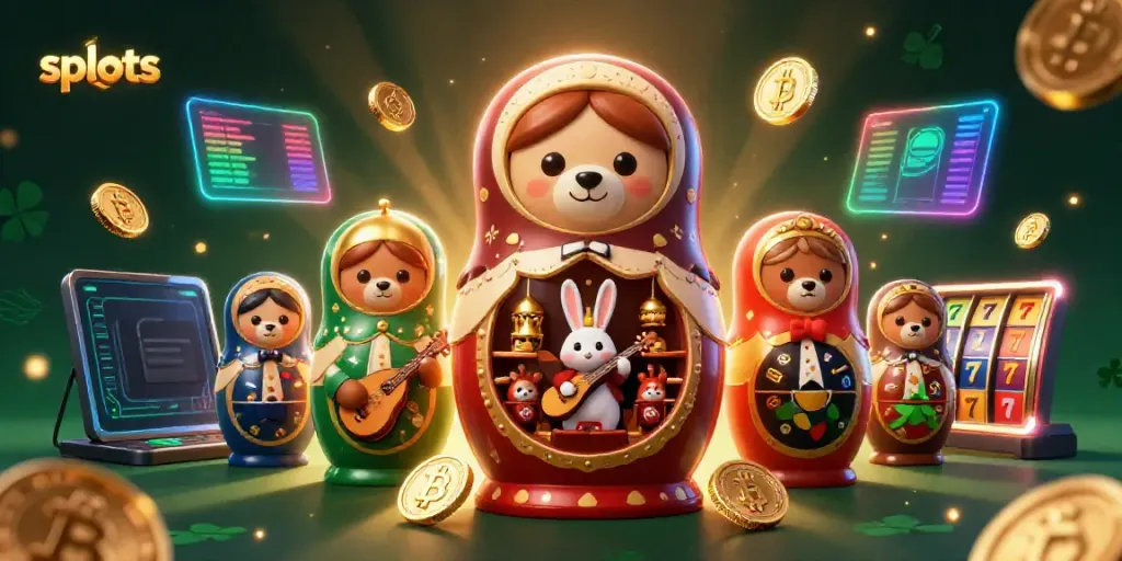 Engage in thrilling slots action with this vibrant 3D digital illustration showcasing festive casino elements.