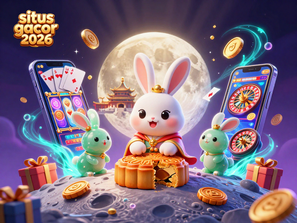 Temukan situs gacor 2026 dengan ilustrasi rabbit bulan menyiapkan kue keberuntungan yang menjadi chip poker.