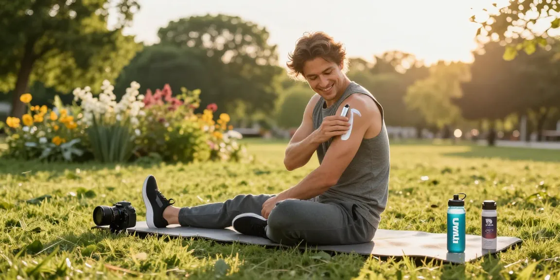 Uwin Tornado Triple 60K vape pen next to a person applying CBD cream after a workout in nature, showcasing holistic wellness.
