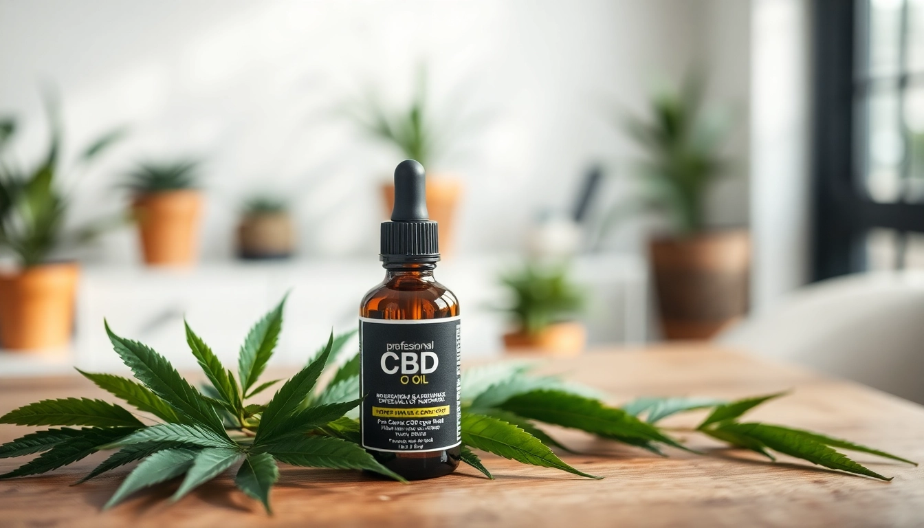 Showcasing a CBD oil product elegantly arranged with leaves, highlighting natural wellness.