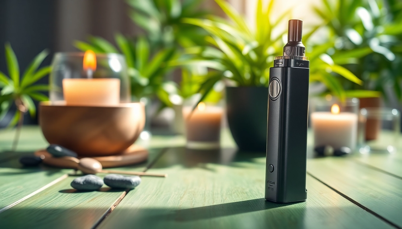 Showcasing a Cannabis Vape pen against greenery, highlighting its sleek design and natural vibes.