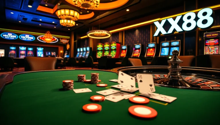 Experience the excitement of XX88 at a luxurious casino table with thrilling games.