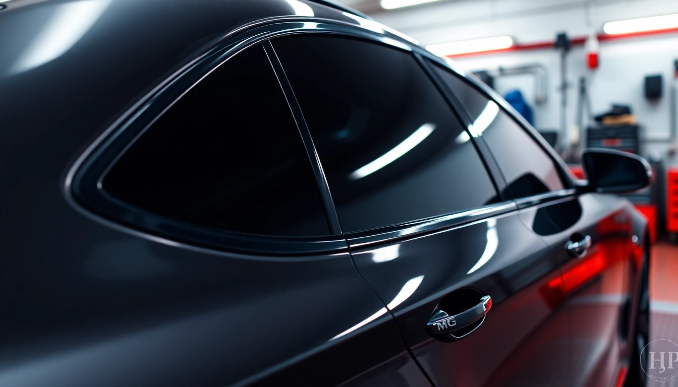 Discover the best window tint Chattanooga TN, featuring a professionally tinted vehicle in a vibrant garage.