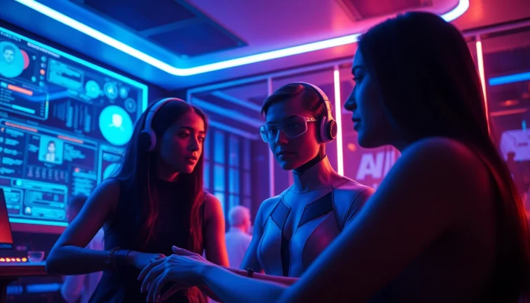 Engage in ai porn chat within an immersive, futuristic AI environment.