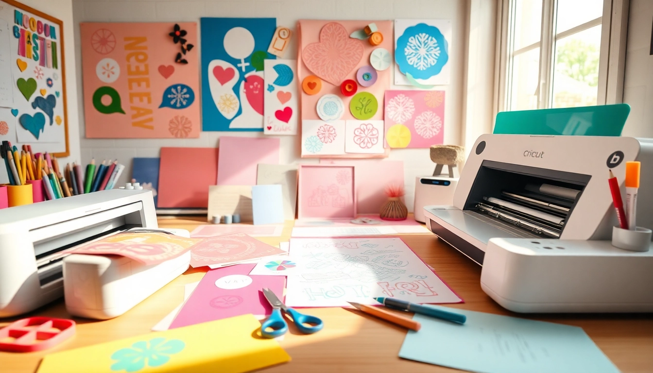 Silhouette vs Cricut comparison in a vibrant crafting workspace showcasing machines and colorful vinyl.
