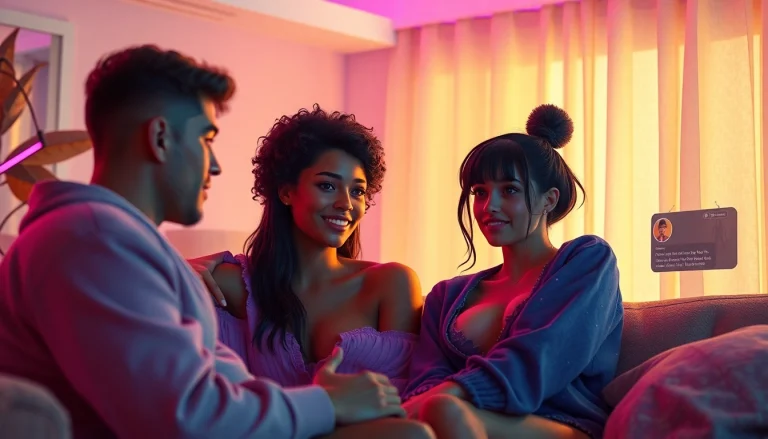 Engaging characters in cozy setting showcasing character ai nsfw interactions with vibrant expressions