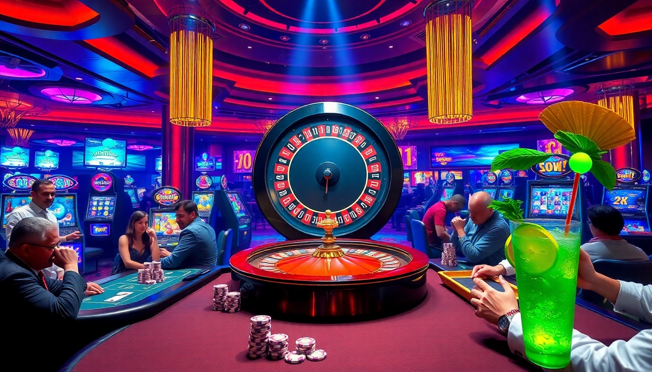Engaging players enjoying a pg slot demo in a vibrant casino environment.