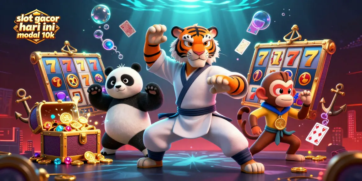 Experience slot gacor hari ini modal 10k with a thrilling 3D scene of gambling excitement and action.